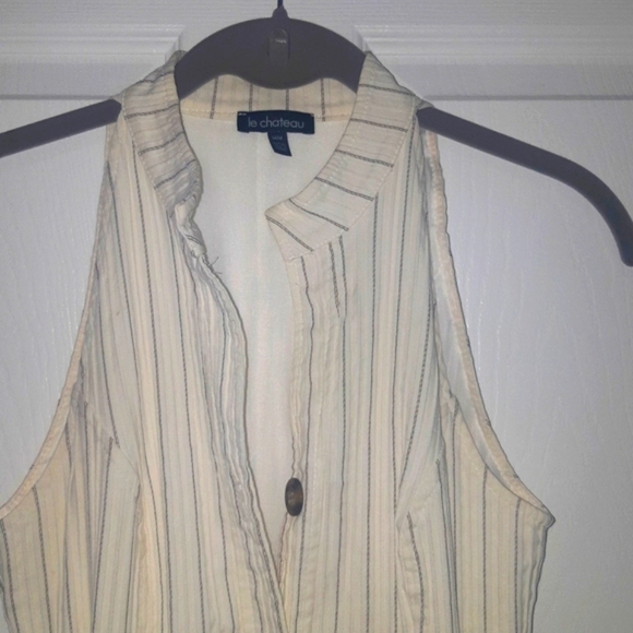 (M)🆕️⚘️Le Chateau⚘️ Striped Button Down Striped Dress👗 Ptp 15"× L39.5" - Picture 4 of 10